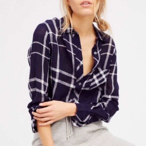 Rails Tops - Rails x FP - Charli Plaid Button Down Navy - Sz L